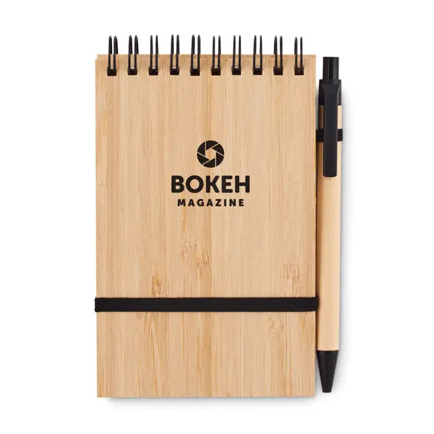 A6 bamboo notepad with pen